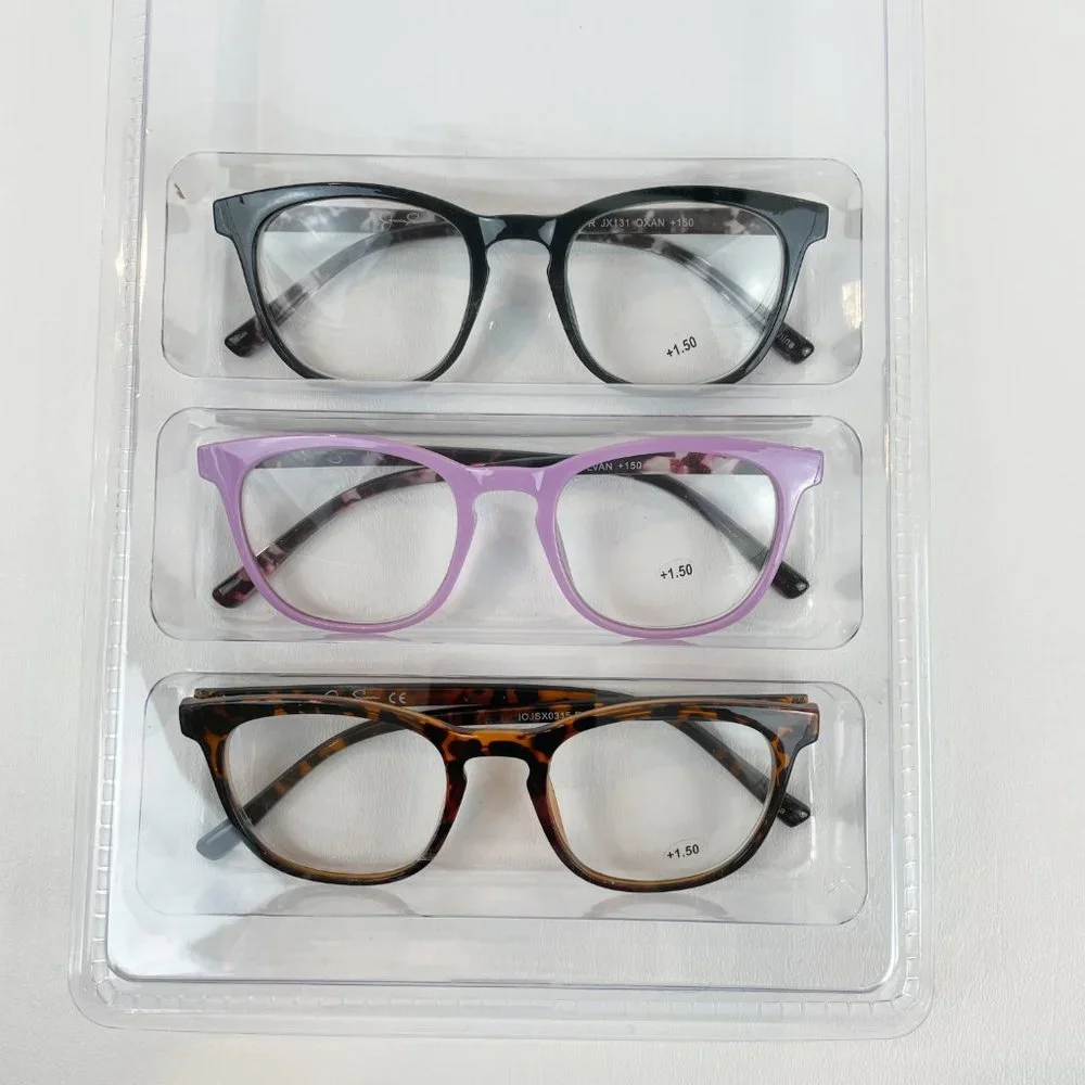 Jessica Simpson +1.50 Reading Glasses Tortoise Purple Black